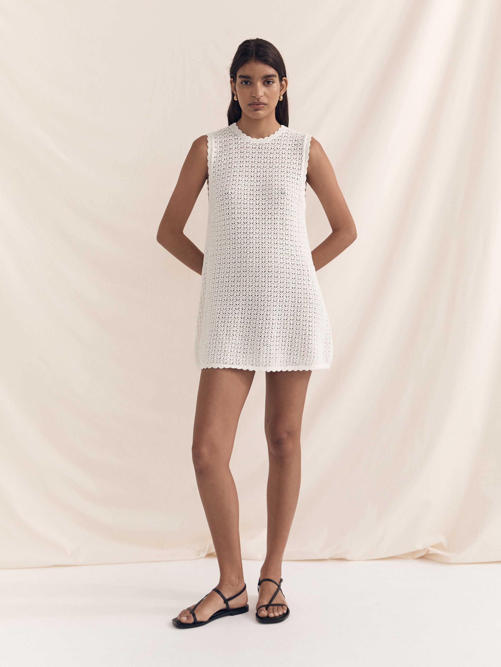 Pointelle Shift Mini Dress